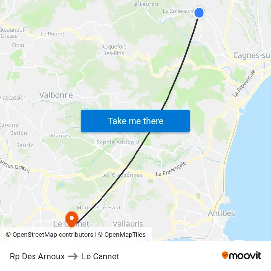 Rp Des Arnoux to Le Cannet map