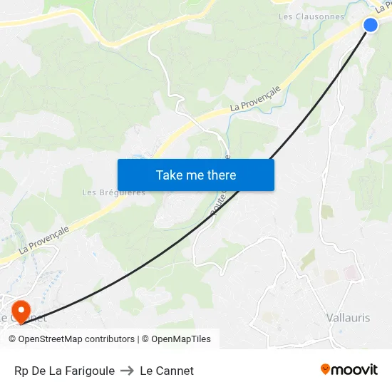 Rp De La Farigoule to Le Cannet map