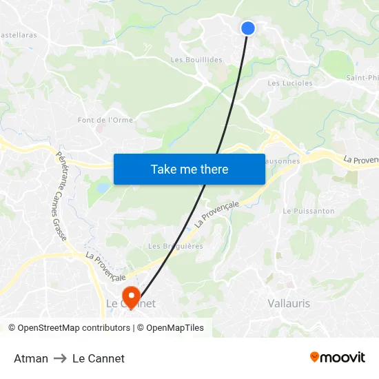Atman to Le Cannet map