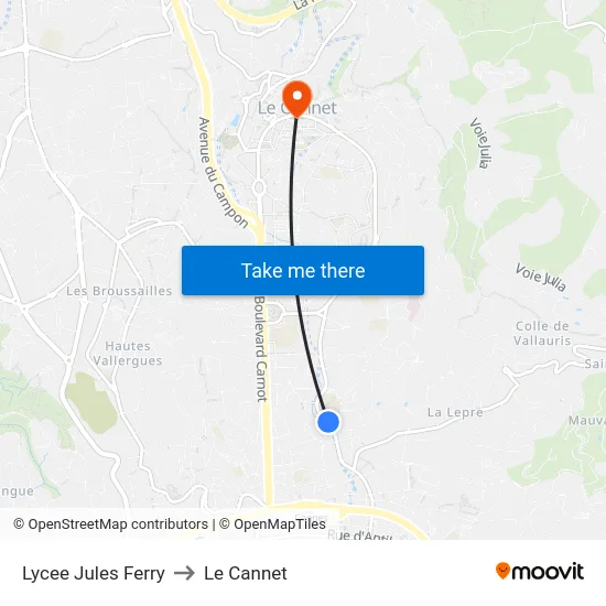 Lycee Jules Ferry to Le Cannet map