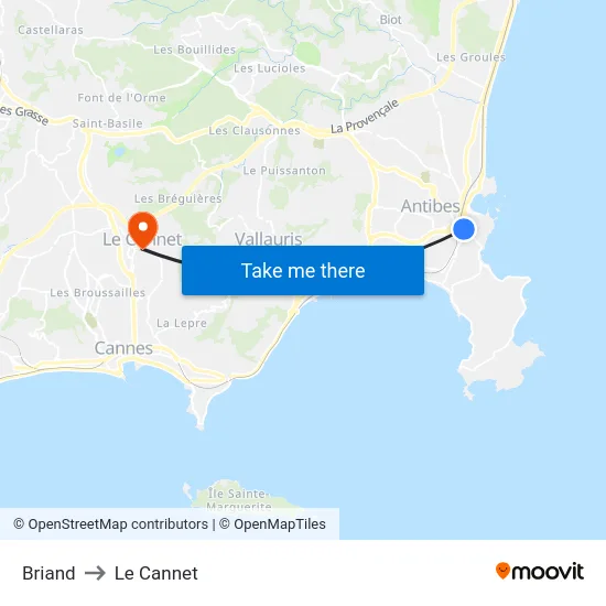 Briand to Le Cannet map