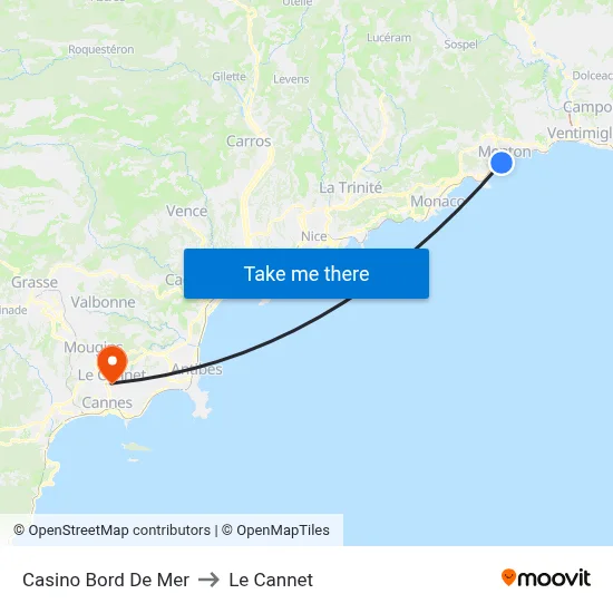 Casino Bord De Mer to Le Cannet map