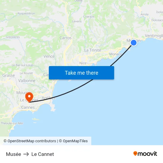 Musée to Le Cannet map