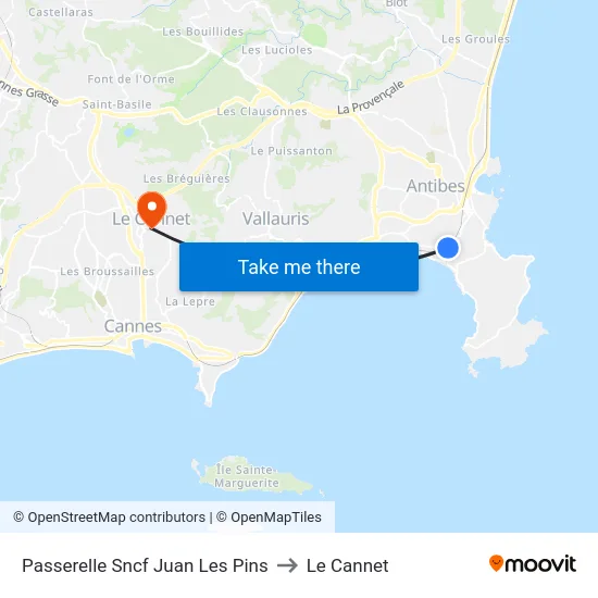 Passerelle Sncf Juan Les Pins to Le Cannet map