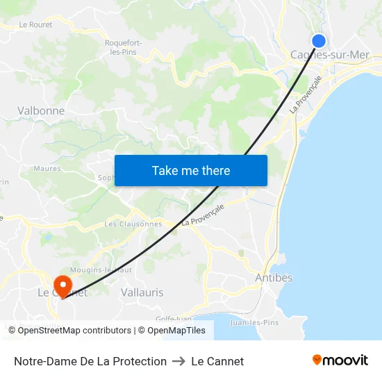 Notre-Dame De La Protection to Le Cannet map