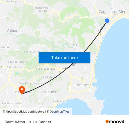 Saint-Véran to Le Cannet map