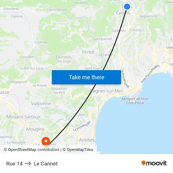 Rue 14 to Le Cannet map