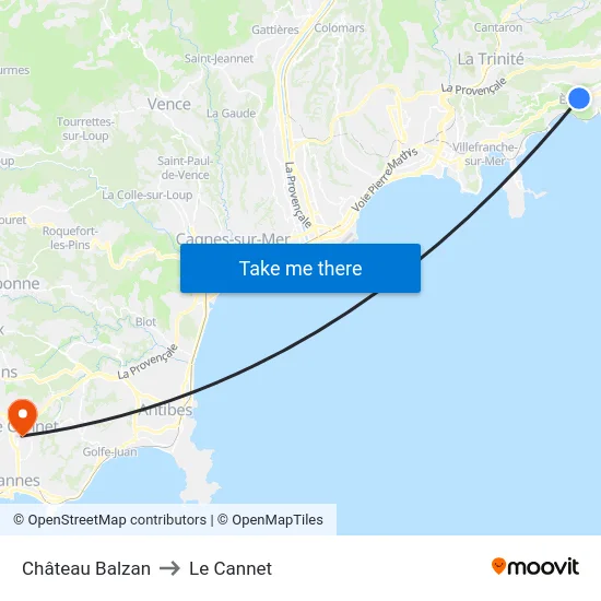 Château Balzan to Le Cannet map
