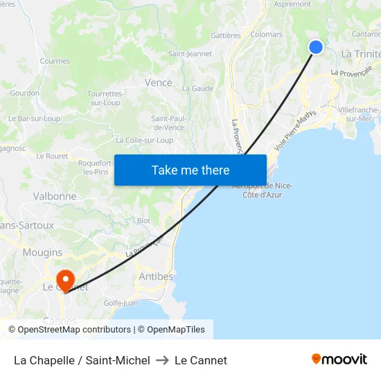 La Chapelle / Saint-Michel to Le Cannet map