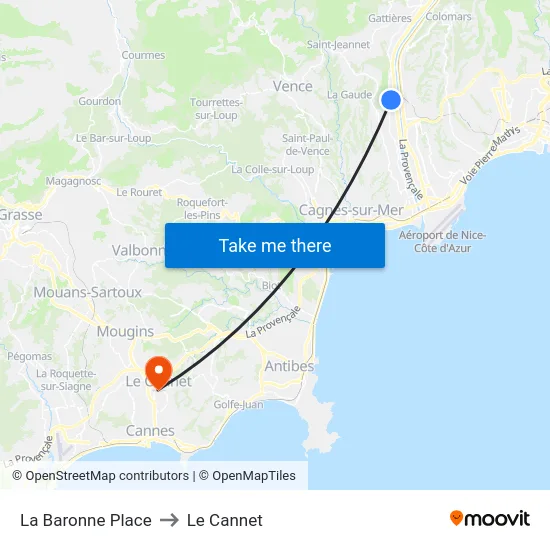 La Baronne Place to Le Cannet map
