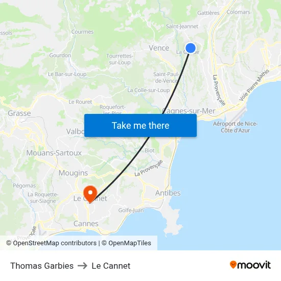 Thomas Garbies to Le Cannet map