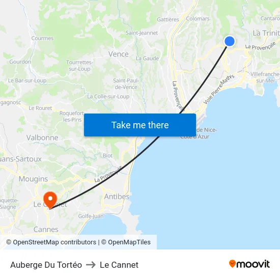 Auberge Du Tortéo to Le Cannet map