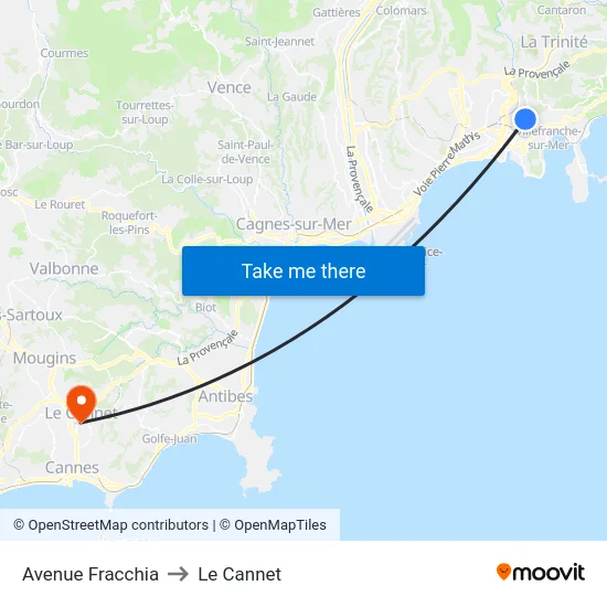 Avenue Fracchia to Le Cannet map