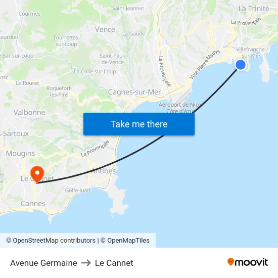 Avenue Germaine to Le Cannet map