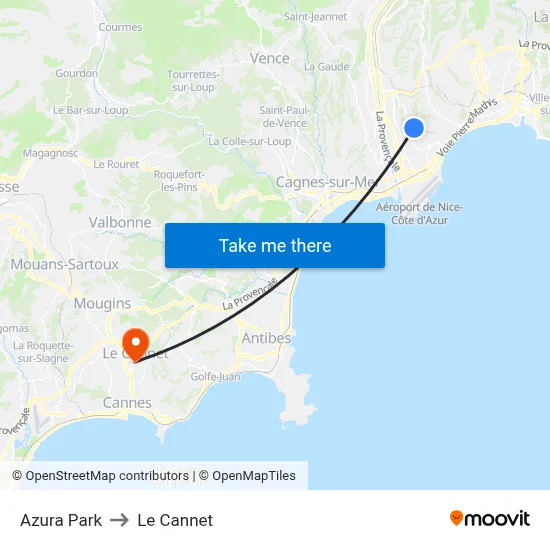 Azura Park to Le Cannet map