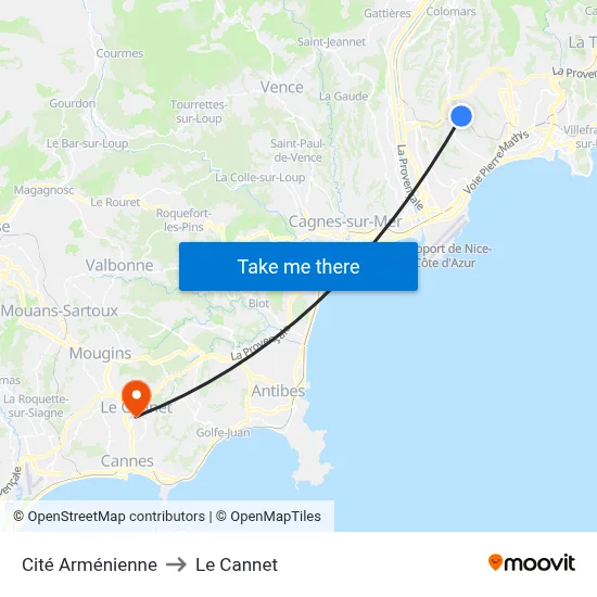 Cité Arménienne to Le Cannet map
