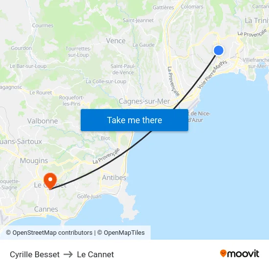 Cyrille Besset to Le Cannet map