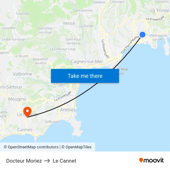 Docteur Moriez to Le Cannet map