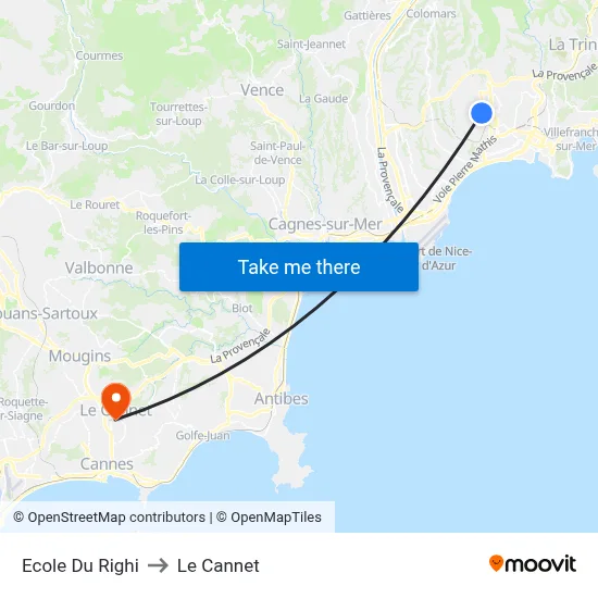 Ecole Du Righi to Le Cannet map