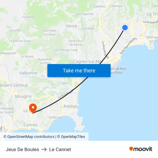 Jeux De Boules to Le Cannet map