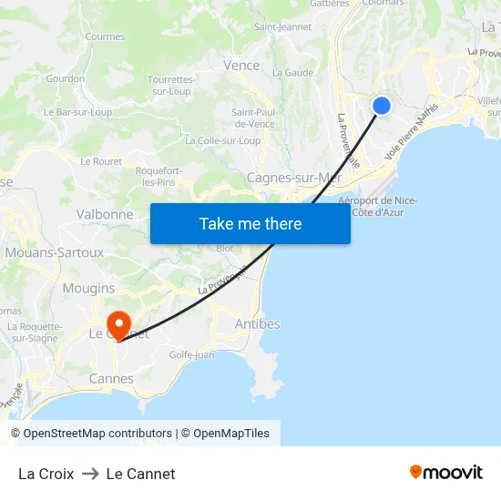 La Croix to Le Cannet map
