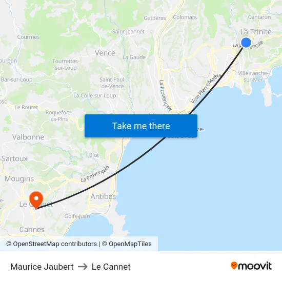 Maurice Jaubert to Le Cannet map