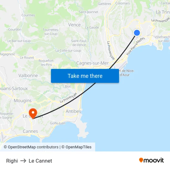 Righi to Le Cannet map