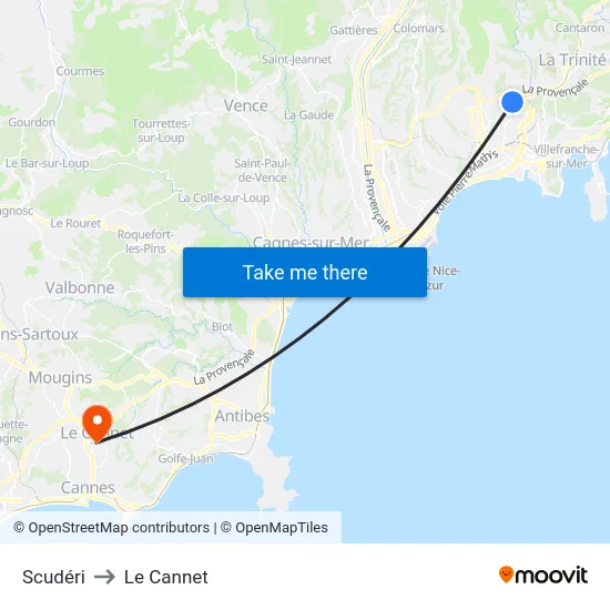 Scudéri to Le Cannet map