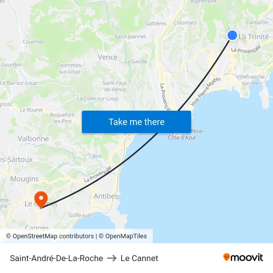 Saint-André-De-La-Roche to Le Cannet map