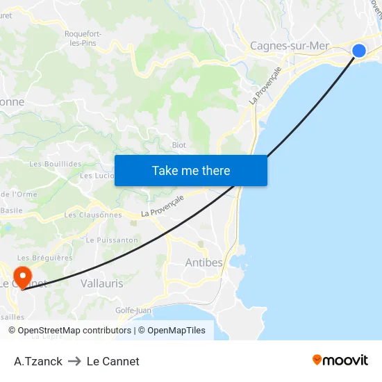 A.Tzanck to Le Cannet map
