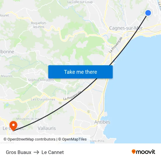Gros Buaux to Le Cannet map