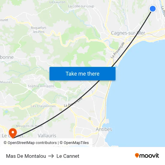 Mas De Montalou to Le Cannet map