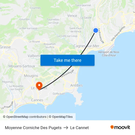 Moyenne Corniche Des Pugets to Le Cannet map