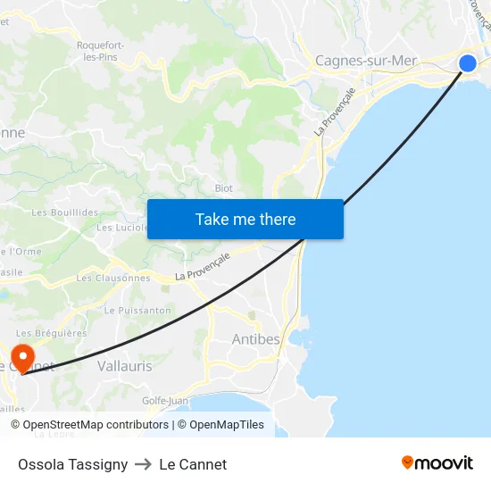 Ossola Tassigny to Le Cannet map
