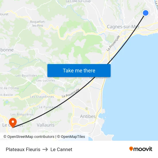 Plateaux Fleuris to Le Cannet map