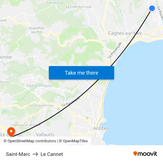 Saint-Marc to Le Cannet map
