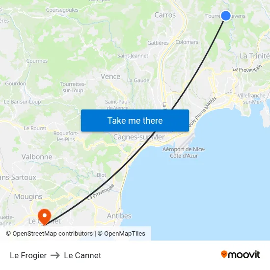 Le Frogier to Le Cannet map