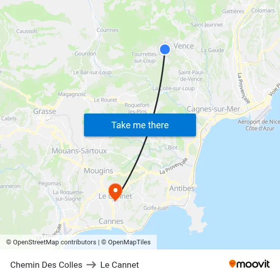 Chemin Des Colles to Le Cannet map