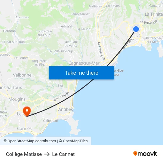 Collège Matisse to Le Cannet map