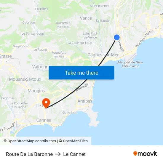 Route De La Baronne to Le Cannet map