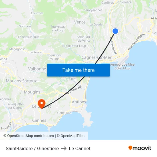 Saint-Isidore / Ginestière to Le Cannet map