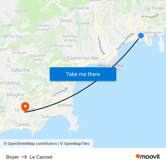 Boyer to Le Cannet map