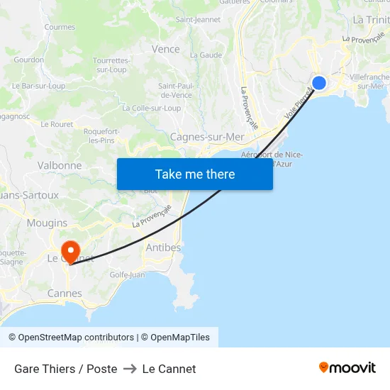 Gare Thiers / Poste to Le Cannet map