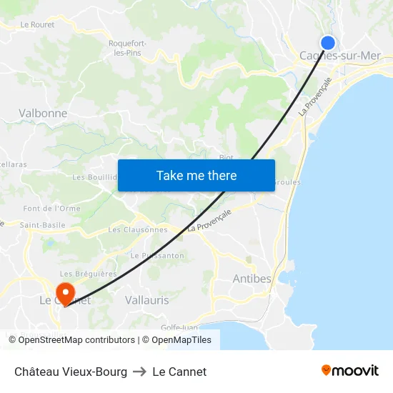 Château Vieux-Bourg to Le Cannet map
