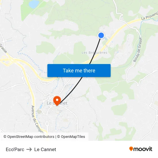 Eco'Parc to Le Cannet map