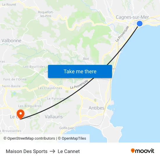 Maison Des Sports to Le Cannet map