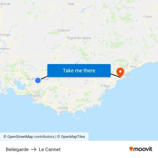 Bellegarde to Le Cannet map