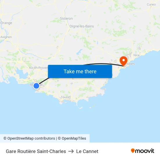 Gare Routière Saint-Charles to Le Cannet map