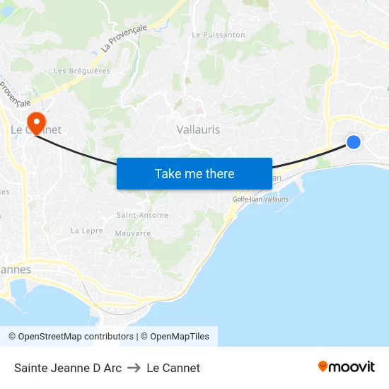 Sainte Jeanne D Arc to Le Cannet map