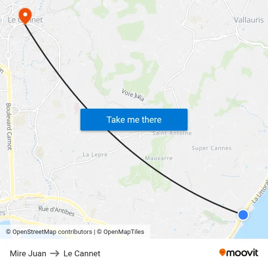 Mire Juan to Le Cannet map